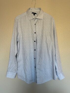 Alfani Pale Blue & White Men's Dress Shirt with Subtle Jacquard Size L Classic